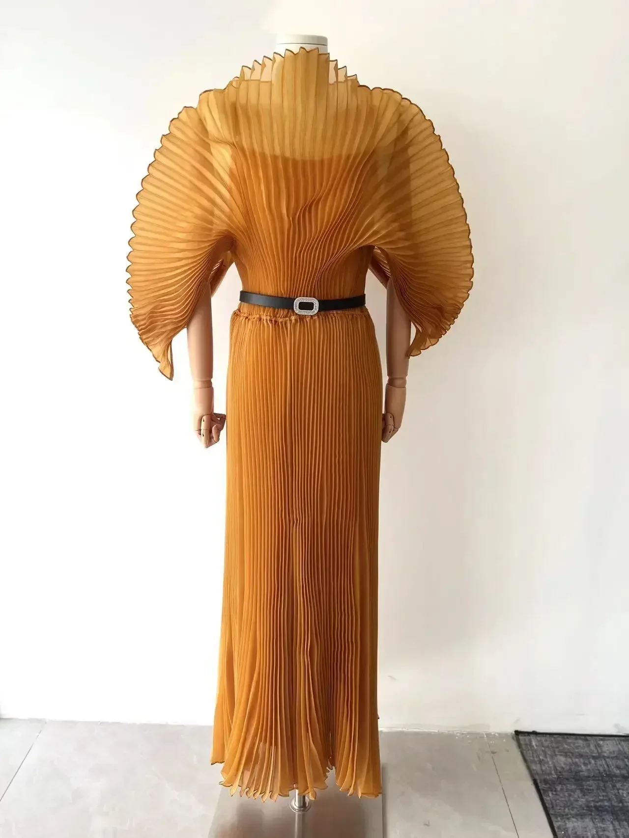 YUDX Pleated 2024 Fall New Handmade Pleated Women's Dresses Loose Plus Size Women's High Smocked Dress Long Dress - Image 5
