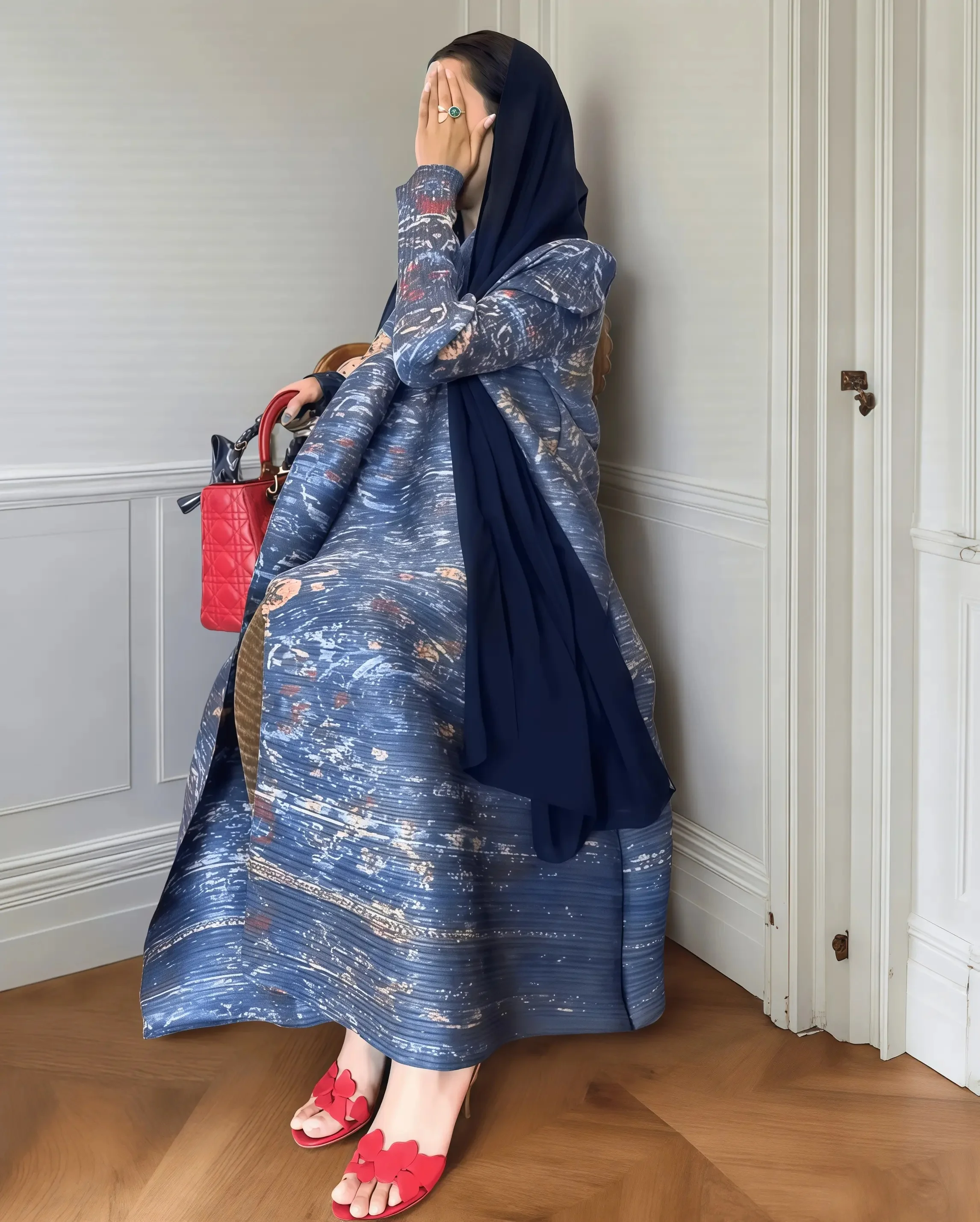 YUDX Miyake Pleated Print Foldable Collar Women's Long Sleeve Robe 2024 New Winter Original Design Fashion Cardigan Coat - Image 4