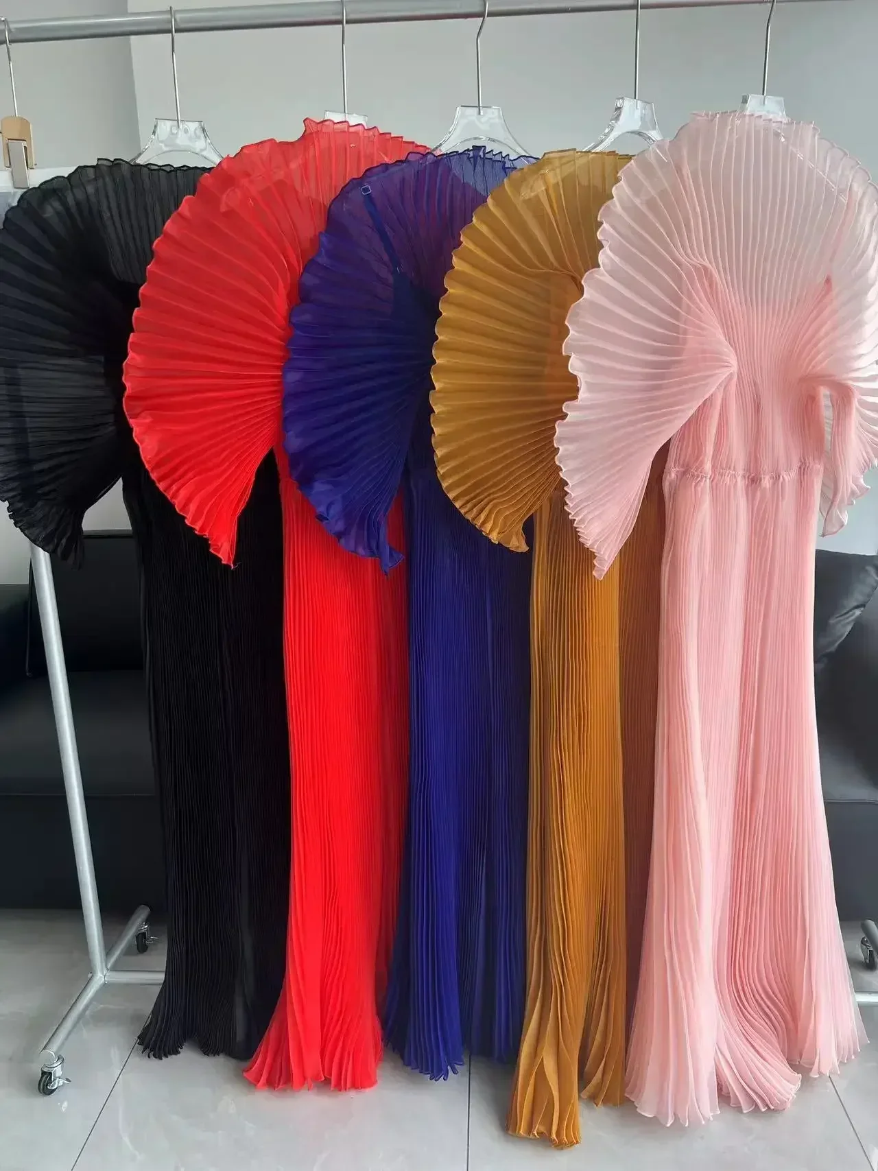 YUDX Pleated 2024 Fall New Handmade Pleated Women's Dresses Loose Plus Size Women's High Smocked Dress Long Dress - Image 4