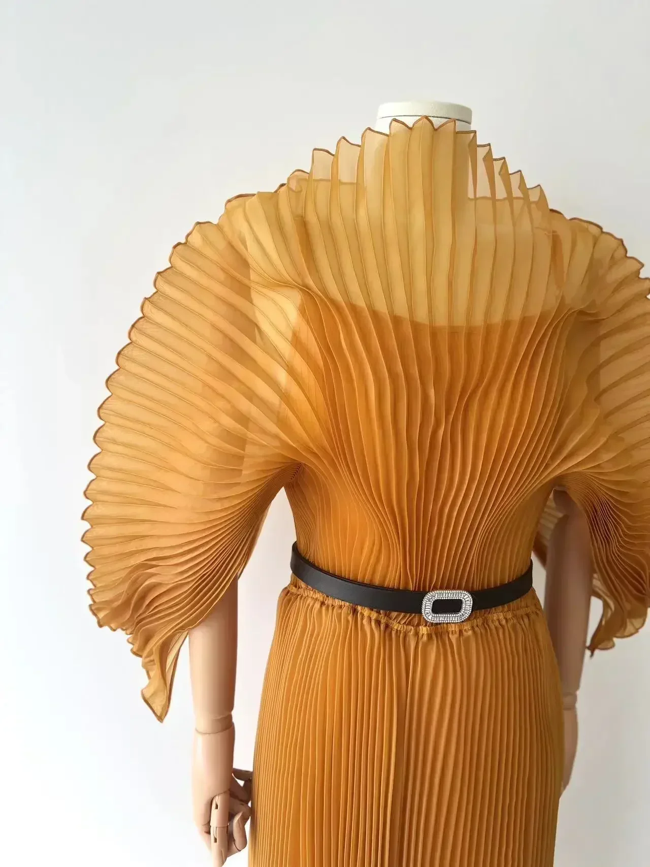 YUDX Pleated 2024 Fall New Handmade Pleated Women's Dresses Loose Plus Size Women's High Smocked Dress Long Dress - Image 6