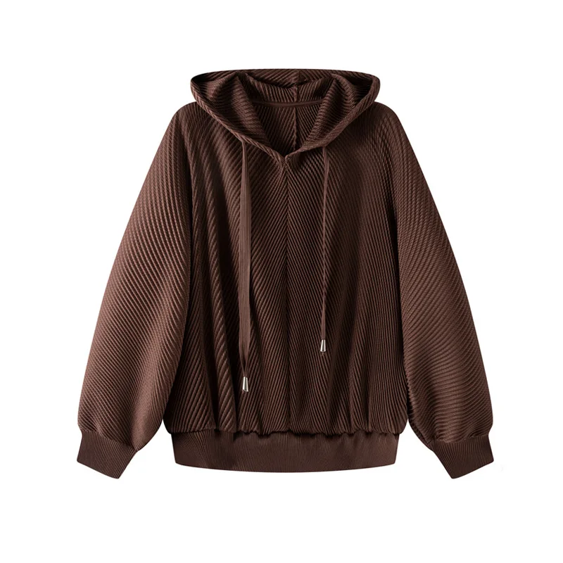 YUDX Pleated Hooded Sweatshirt Pants 2 Pieces Loose Plus Size Hundred Jacket + Trousers Women's Set 2025 Autumn New - Image 3